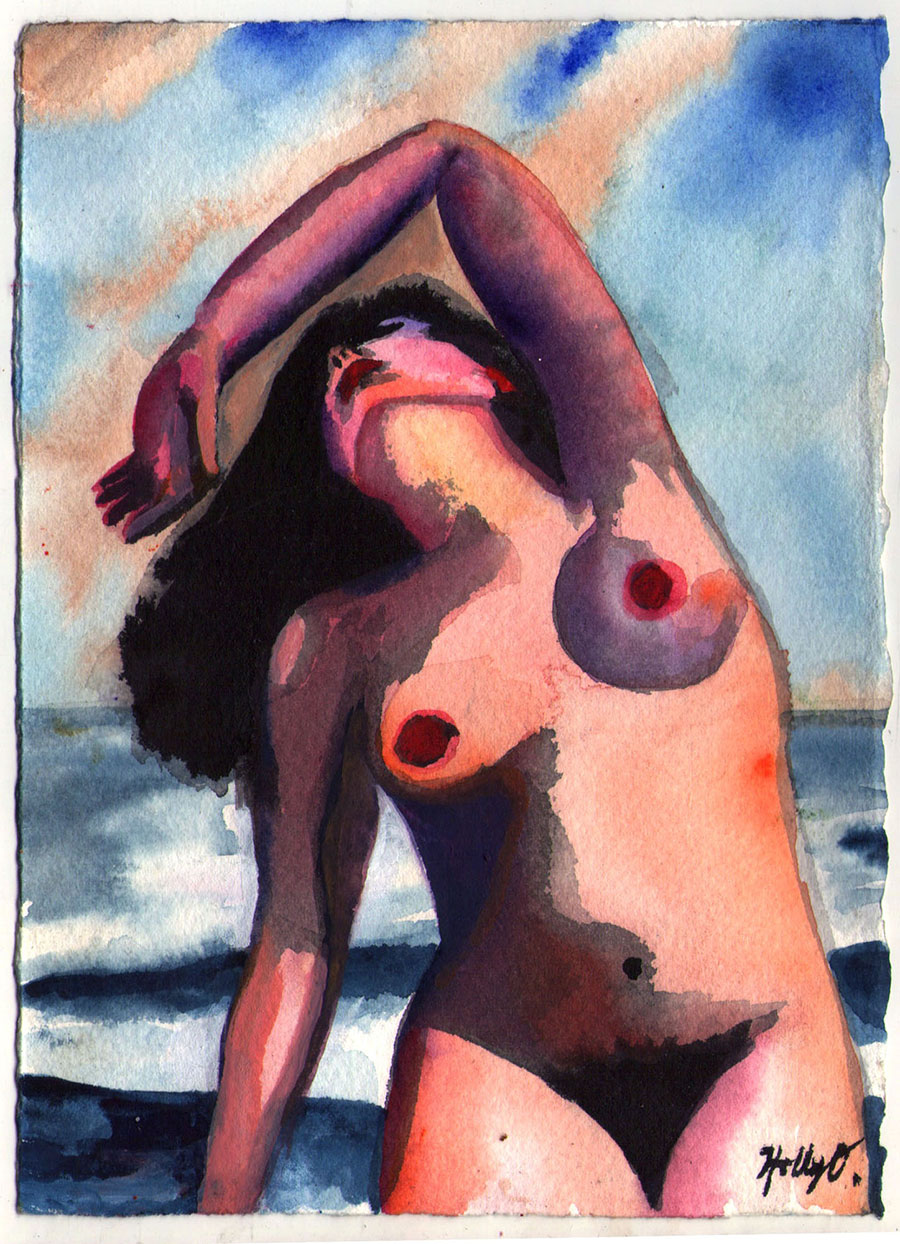 Isolated Storms #5, 5x7 2018 <br>watercolor, ink on paper